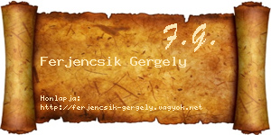 Ferjencsik Gergely névjegykártya